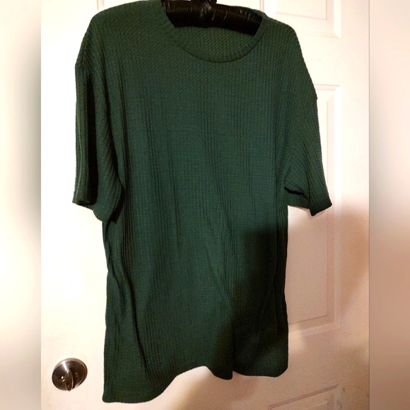 ◾🌿◾NWOT Men's Hunter Forest Pine Green Solid Waffle Weave Knit T-Shirt - 2XL - Picture 2 of 15